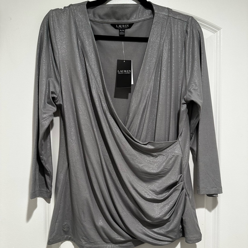 Lauren Ralph Lauren Women’s Surplice Foil-Print Jersey Top